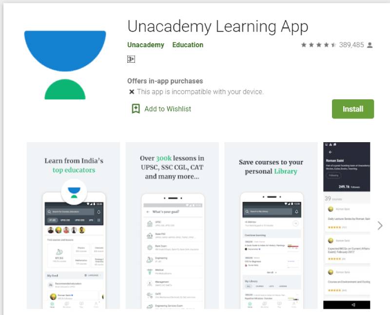 Download and install Unacademy learning app on PC